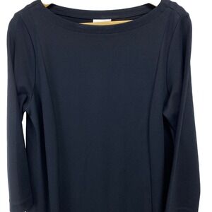 J. Jill  Ponte Knit Long Sleeve Tunic Stretch Black Dress Size Medium